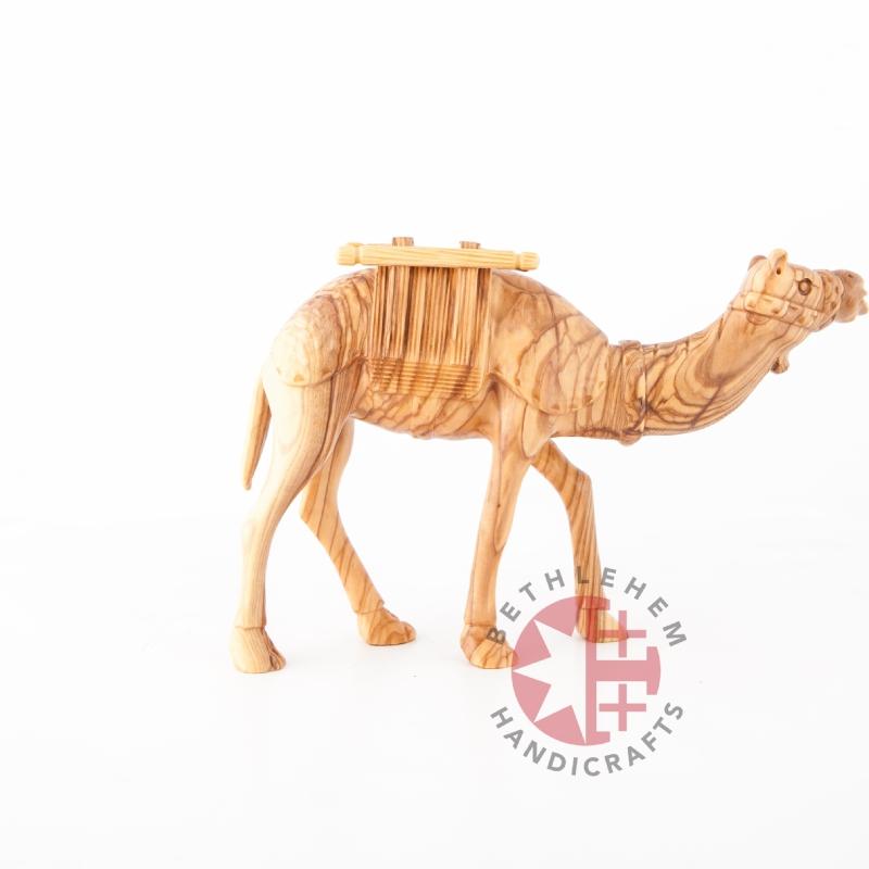 Wooden Carved Camel with Harness - Statuettes - Bethlehem Handicrafts