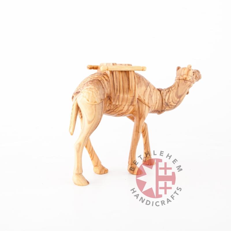 Wooden Carved Camel with Harness - Statuettes - Bethlehem Handicrafts