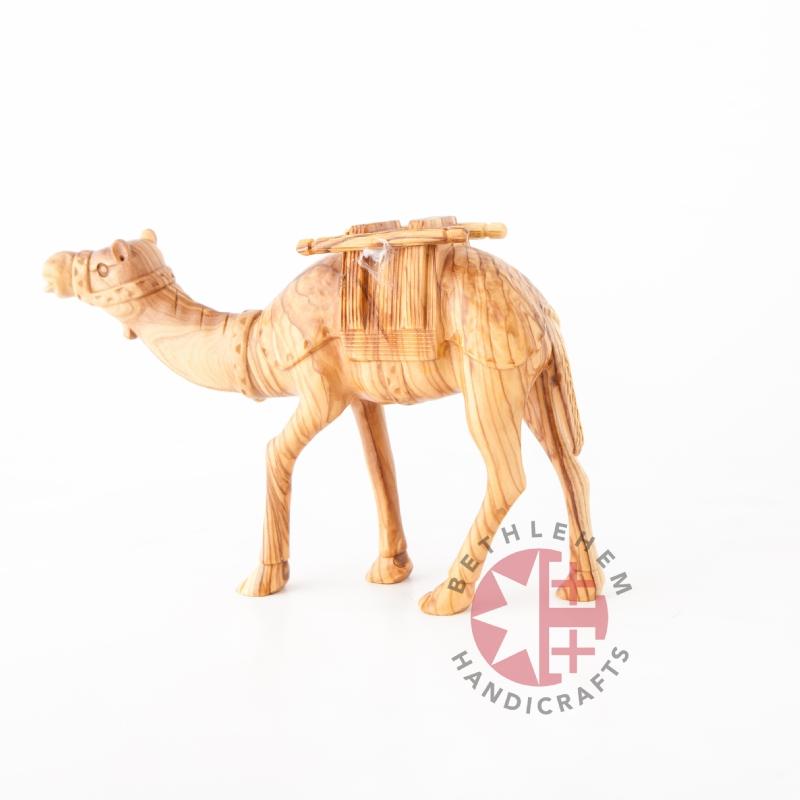 Wooden Carved Camel with Harness - Statuettes - Bethlehem Handicrafts