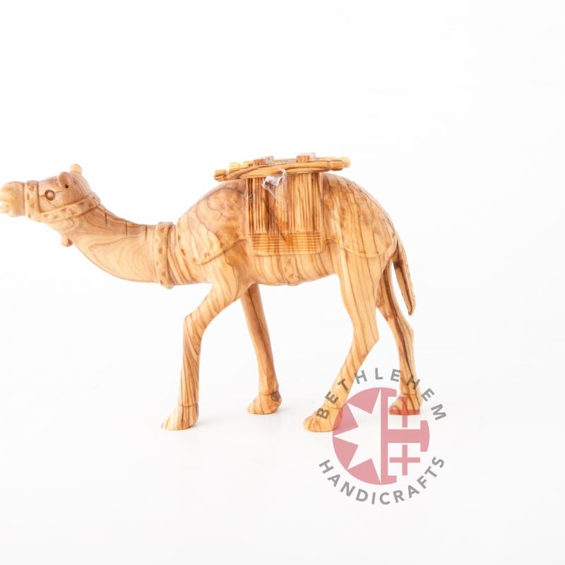 Wooden Carved Camel with Harness - Statuettes - Bethlehem Handicrafts