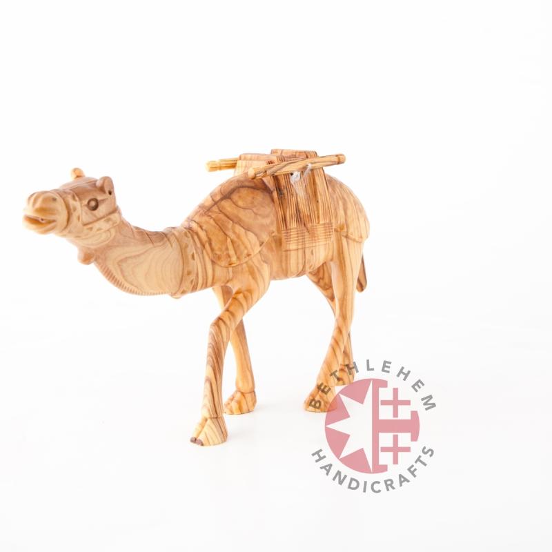 Wooden Carved Camel with Harness - Statuettes - Bethlehem Handicrafts