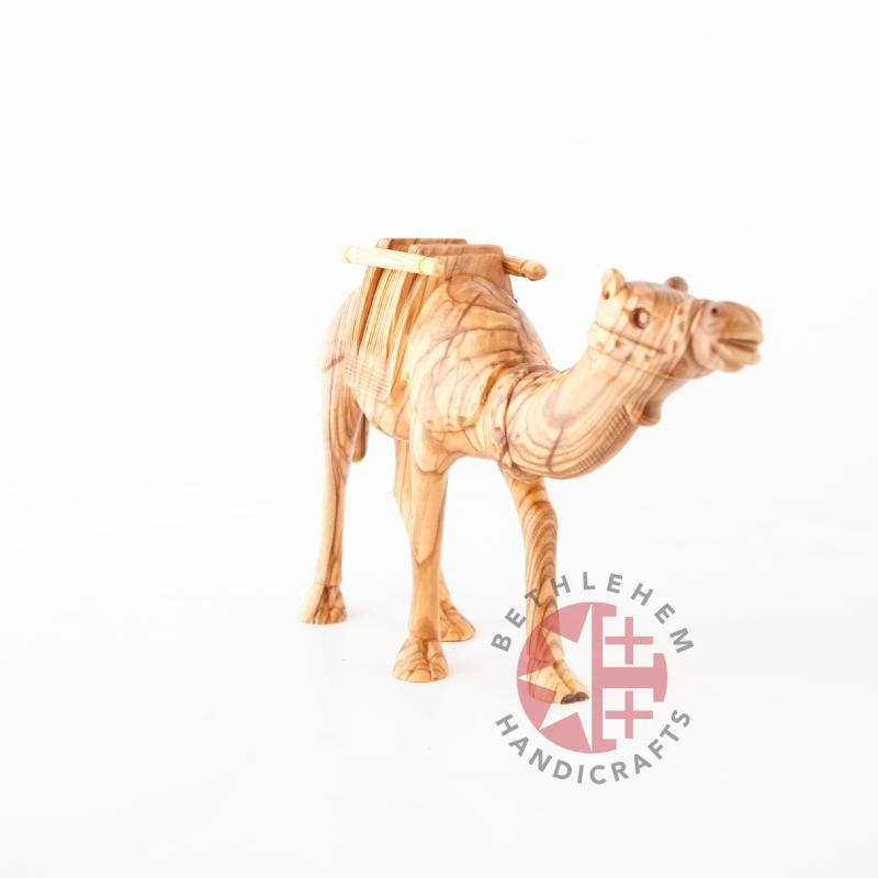 Wooden Carved Camel with Harness - Statuettes - Bethlehem Handicrafts