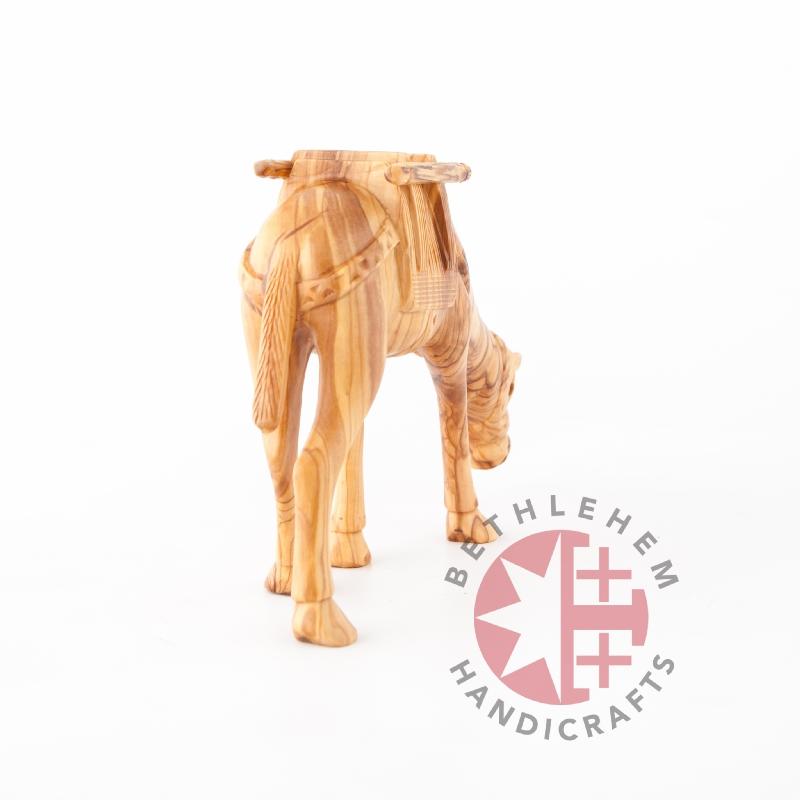 Hand Carved Wood Grazing Camel - Statuettes - Bethlehem Handicrafts