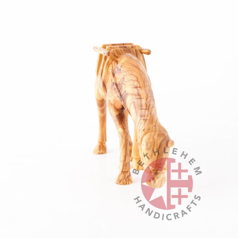 Hand Carved Wood Grazing Camel - Statuettes - Bethlehem Handicrafts