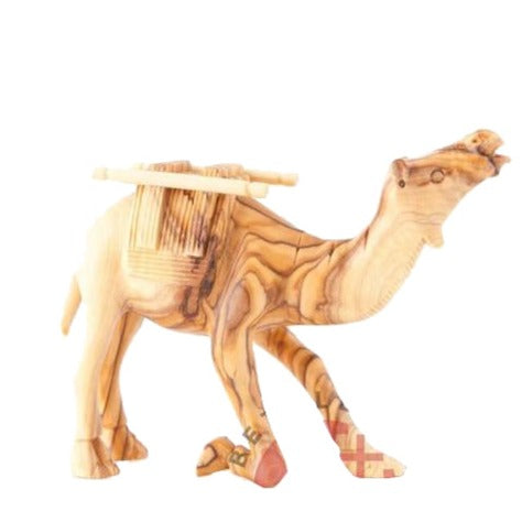 Camel with Harness Olive Wood from Bethlehem, 4.7"