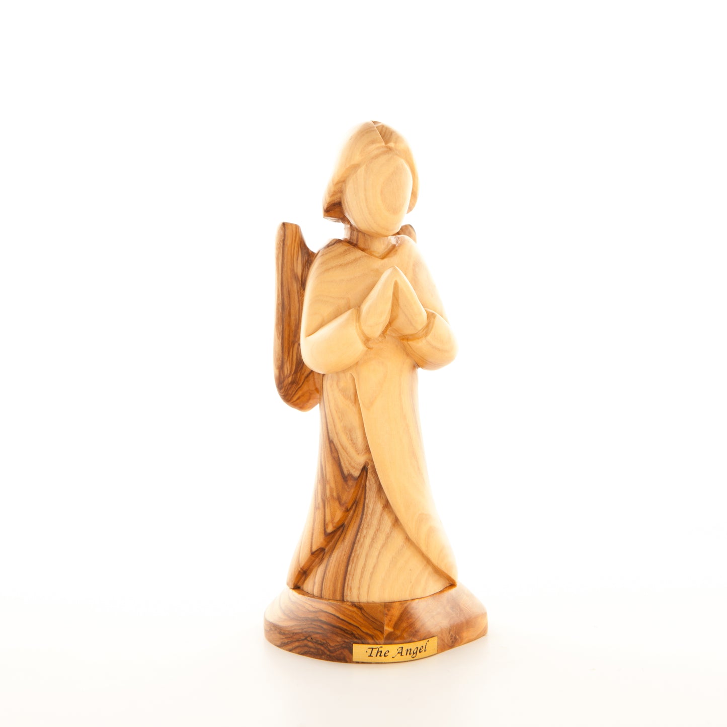 Angel Praying with Wings Carving, 6.7" Olive Wood Nativity Figurine