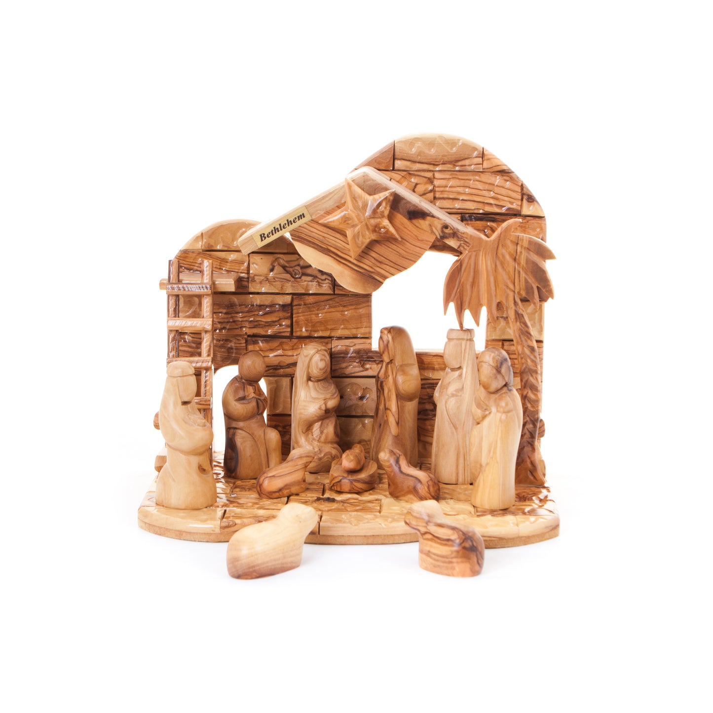 Christmas Nativity Set Scene, 9.7" Made from Olive Wood in Bethlehem