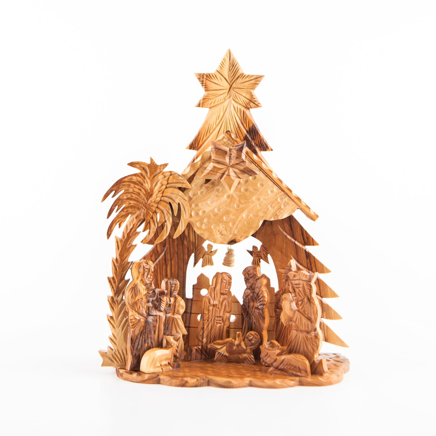 Nativity Scene with Music Player, 10.4" Olive Wood from Holy Land ( Plays Starry Night)