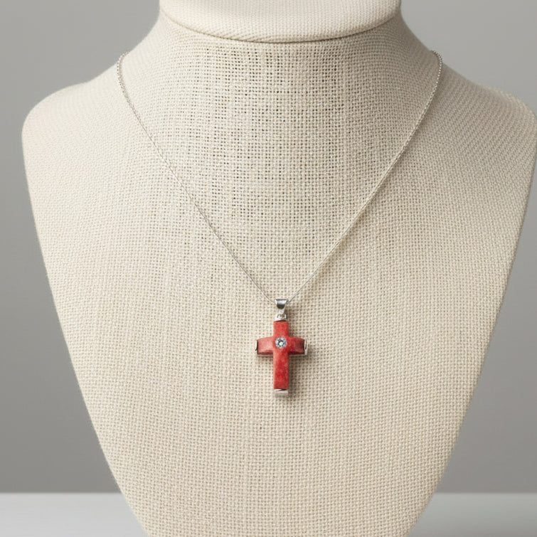 Red Cross Pendant Birthstone