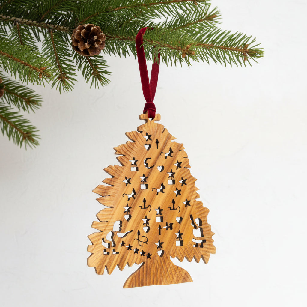 Christmas Tree Ornament, Olive Wood from Bethlehem