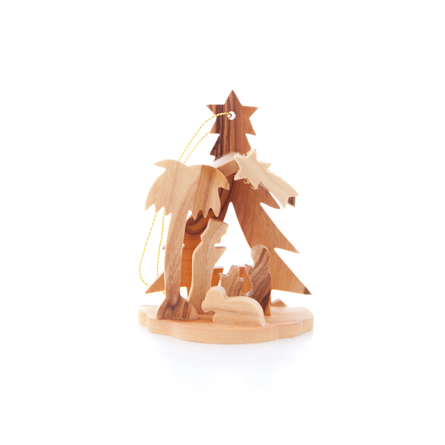 Christmas Tree Nativity Scene Ornament , Olive Wood from Bethlehem