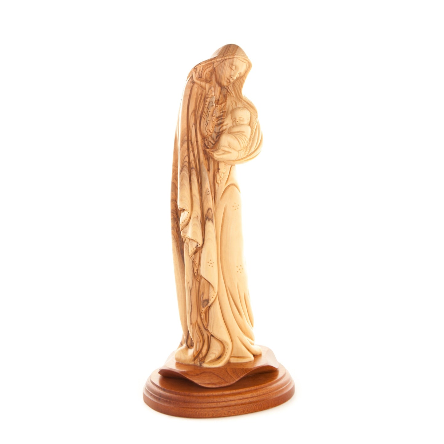 Virgin Mary with Holy Child, 13.2" Olive Wood Carving Statue from Bethlehem