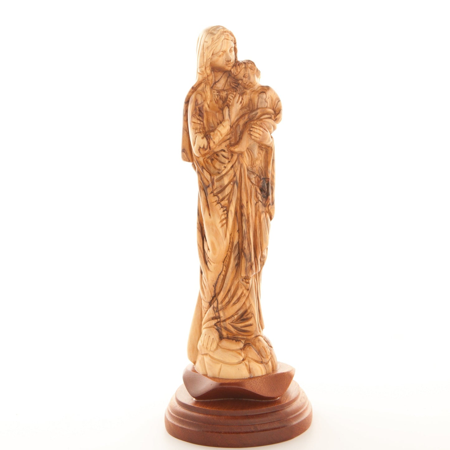 Madonna with Holy Child, 10" Wood Carving Sculpture