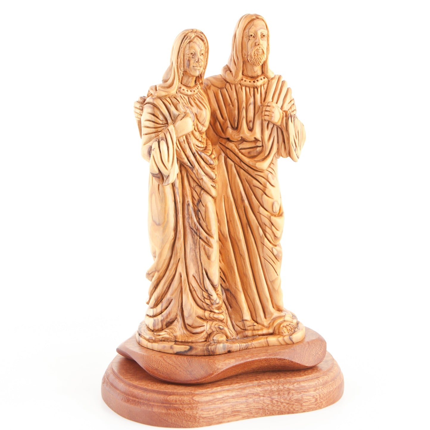 Virgin Mary with Jesus Christ Statue, 10.6" Carved from the Holy Land Olive Wood