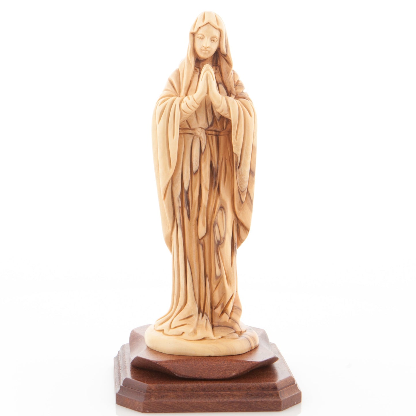 Praying Virgin Mary, 9.1" Olive Wood Carving Statue from Bethlehem