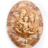 Placa de pared de la Sagrada Familia con incienso bendito, madera de olivo de Tierra Santa de 17.3 pulgadas