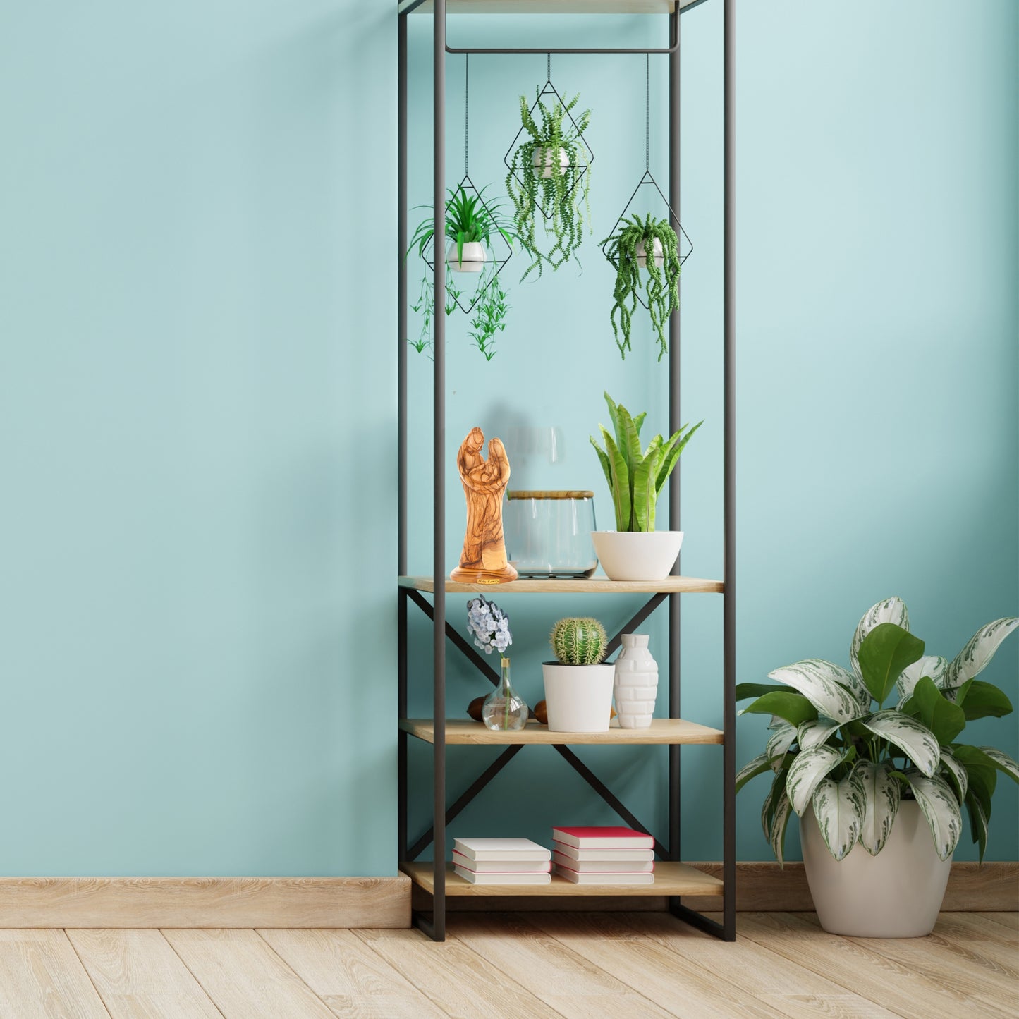 Holy Family Sculpture Abstract Hand Carved, 8.3"