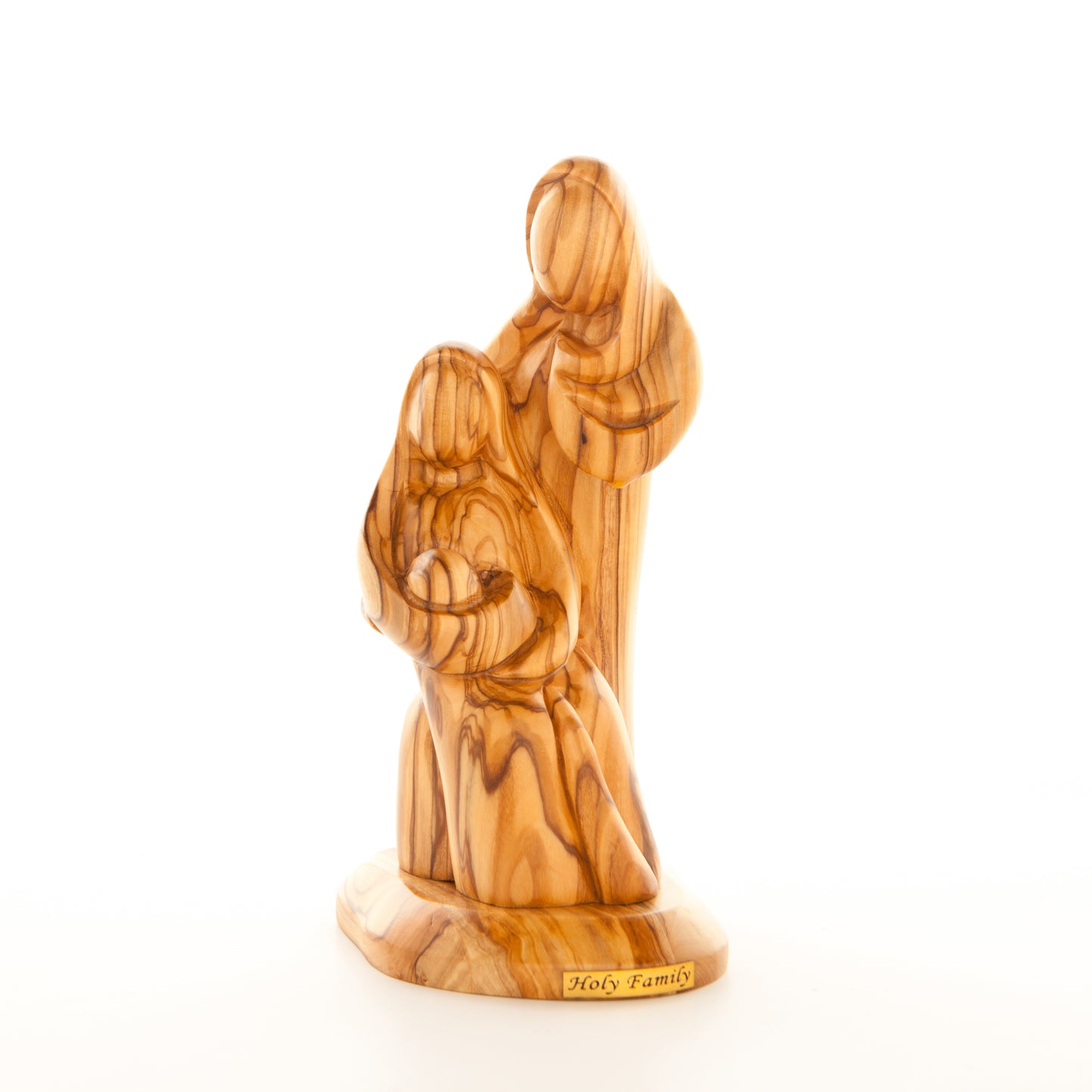 Holy Family Figurine, 7.1" Abstract Hand Carved Olive Wood