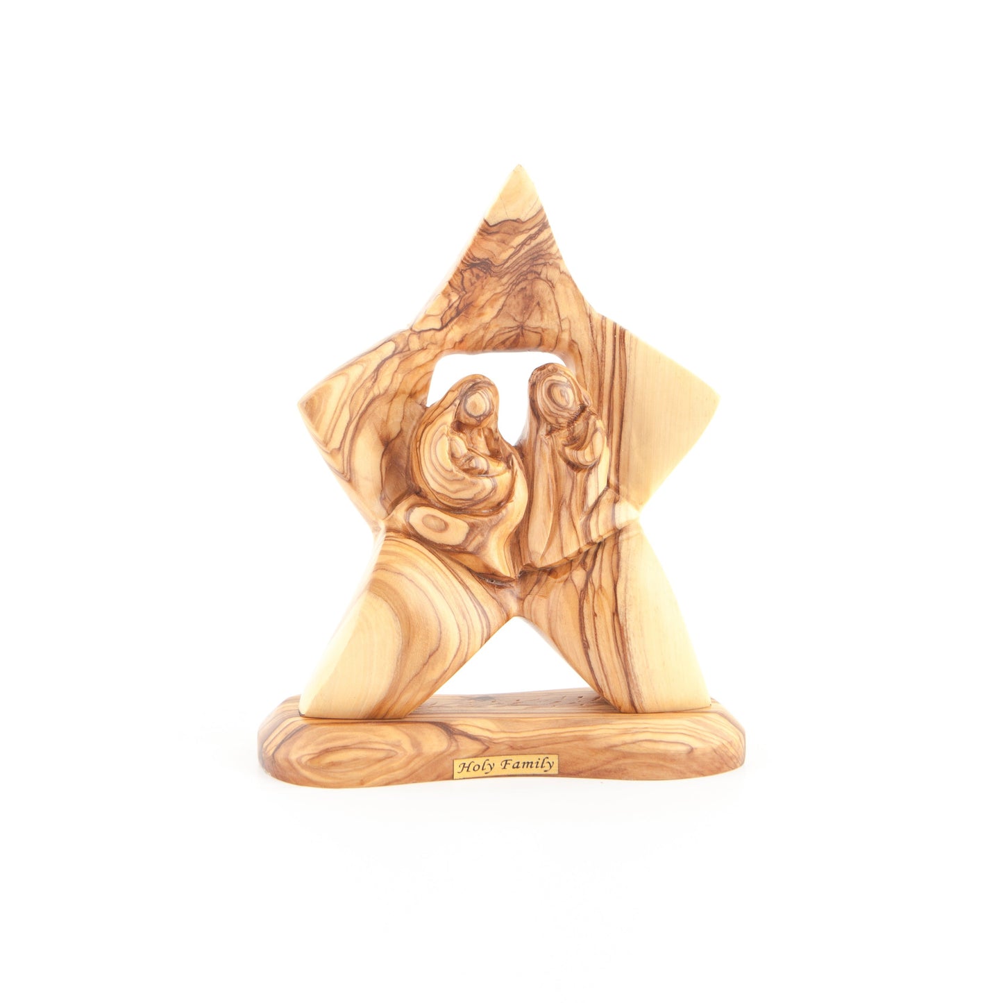 Nativity Manager Scene with The Holy Family " Star Shaped", 6.7" Olive Wood Ornament from Holy Land