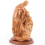 Holy Family Holding Lamp Statue 13", Olive Wood Carved Sculpture from the Holy Land