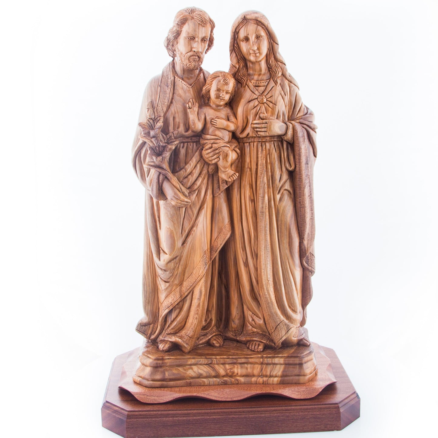 Holy Family Statue for Church, 24" Olive Wood Masterpiece