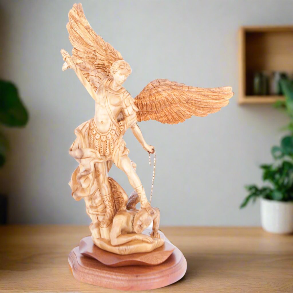 Archangel Michael 15.2", Wooden Hand Carved Statue