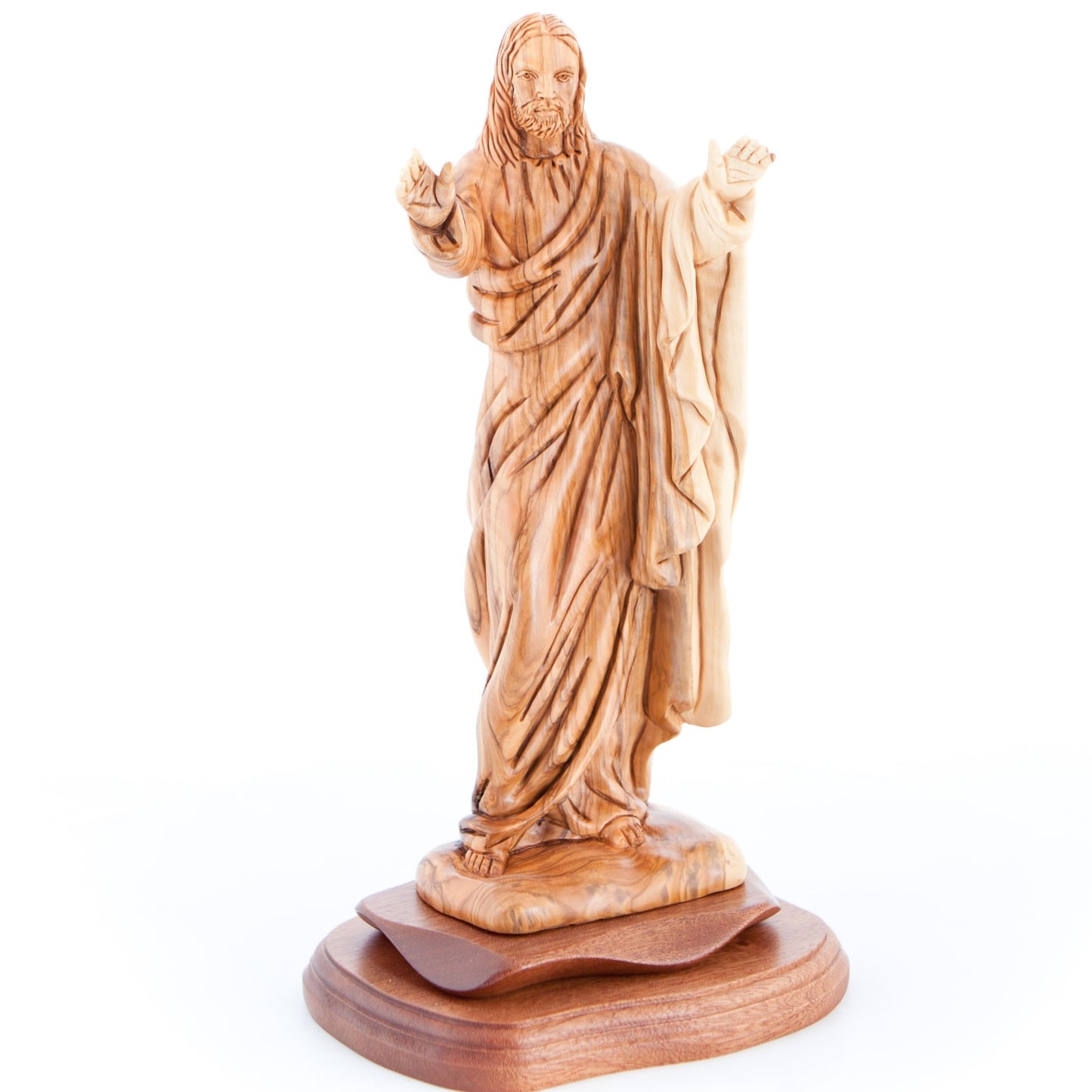 Jesus Christ "Giving Blessing" Statue, 12.6" Carving from Holy Land Olive Wood