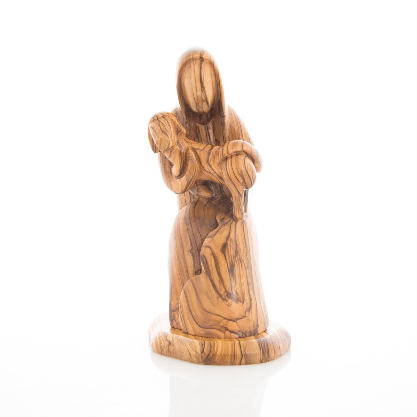 The Good Shepherd, Jesus Christ, 9.3" Abstract Olive Wood Carving
