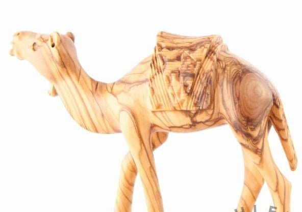 Olive Wood Camel with Saddle - Statuettes - Bethlehem Handicrafts