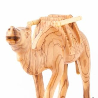 Olive Wood Camel with Harness - Statuettes - Bethlehem Handicrafts