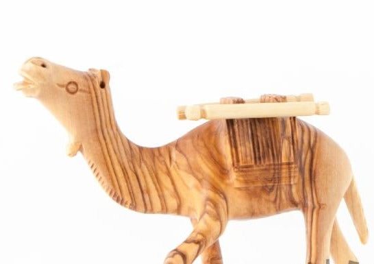 Hand Carved Wood Camel with Harness - Statuettes - Bethlehem Handicrafts