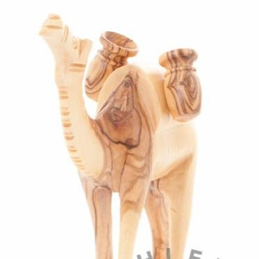 Carved Wooden Camel with Two Water Jars - Statuettes - Bethlehem Handicrafts