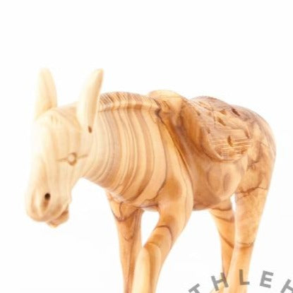 Hand Carved Wooden Donkey - Statuettes - Bethlehem Handicrafts