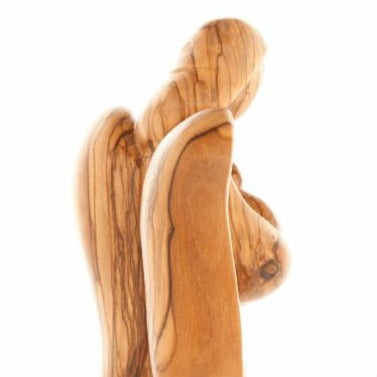 Wood Carved Angel with the Baby - Statuettes - Bethlehem Handicrafts