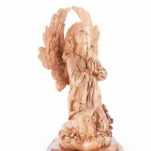 Wood Carved Praying Angel - Statuettes - Bethlehem Handicrafts