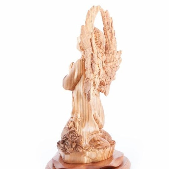 Wood Carved Praying Angel - Statuettes - Bethlehem Handicrafts