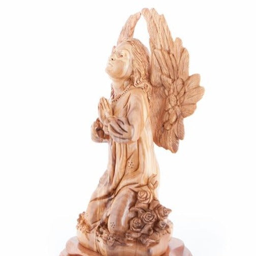 Wood Carved Praying Angel - Statuettes - Bethlehem Handicrafts