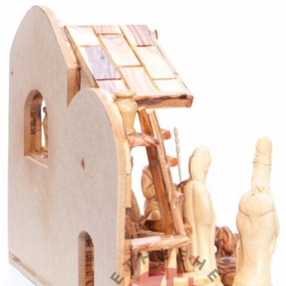 Olive Wood Nativity Set with Music Box - Statuettes - Bethlehem Handicrafts