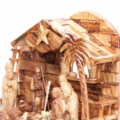 Olive Wood Nativity Set with Music Box - Statuettes - Bethlehem Handicrafts