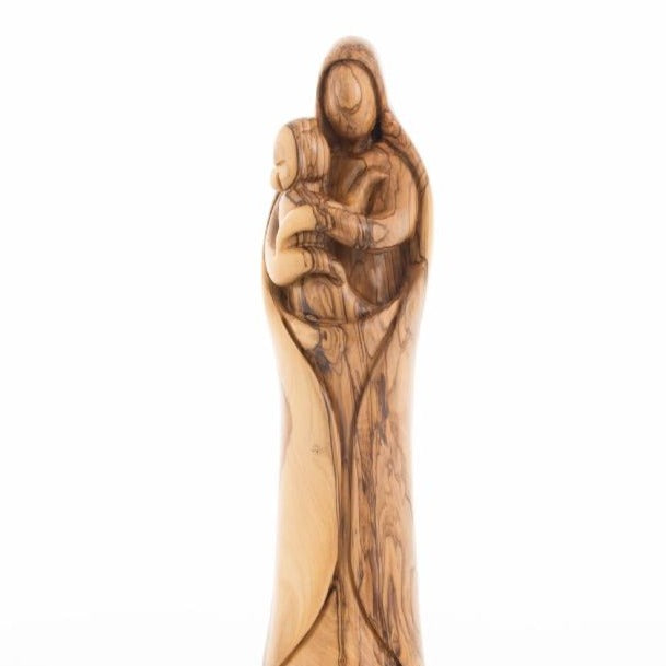 Olive Wood Blessed Virgin Mary with the Holy Child (Abstract) - Statuettes - Bethlehem Handicrafts