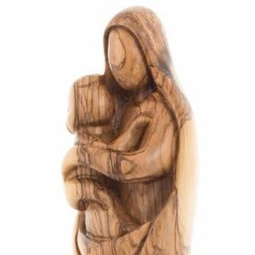 Olive Wood Blessed Virgin Mary with the Holy Child (Abstract) - Statuettes - Bethlehem Handicrafts