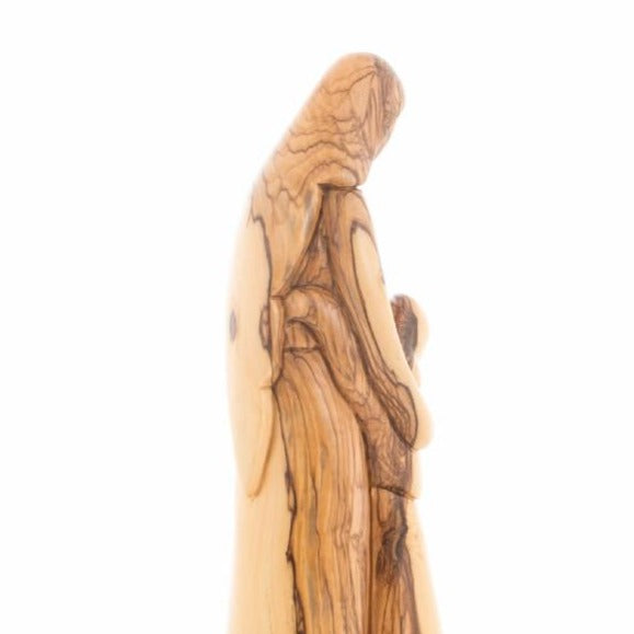 Olive Wood Virgin Mary Hugging Her Son Statue (Abstract) - Statuettes - Bethlehem Handicrafts