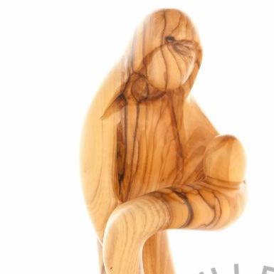 Olive Wood Modern Virgin Mary (Abstract) - Statuettes - Bethlehem Handicrafts