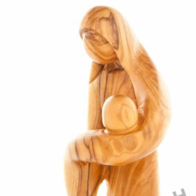 Olive Wood Modern Virgin Mary (Abstract) - Statuettes - Bethlehem Handicrafts