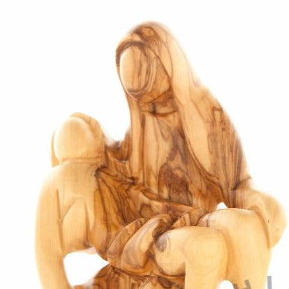 Hand Carved Olive Wood Pieta Statue (Abstract) - Statuettes - Bethlehem Handicrafts