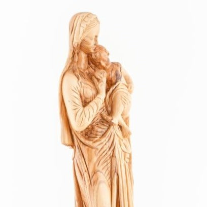 Olive Wood Virgin Mary with the Divine Infant - Statuettes - Bethlehem Handicrafts