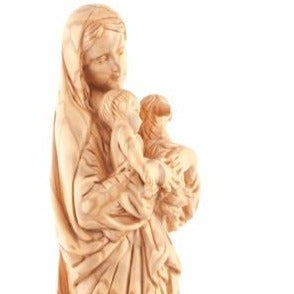 Olive Wood Virgin Mary With Child and Lamb - Statuettes - Bethlehem Handicrafts