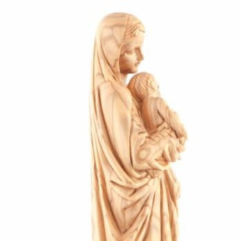 Olive Wood Virgin Mary With Child and Lamb - Statuettes - Bethlehem Handicrafts