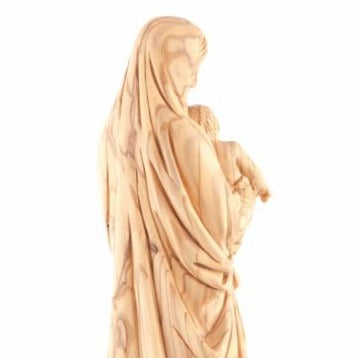 Olive Wood Virgin Mary With Child and Lamb - Statuettes - Bethlehem Handicrafts