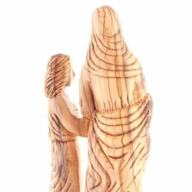 Olive Wood Virgin Mary with Young Jesus Christ Statue - Statuettes - Bethlehem Handicrafts